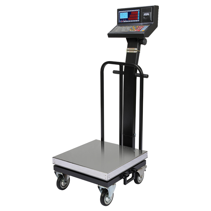 باسکول-محک-200-کیلویی-13000-پلاس-چاپگردار-سینی-استیل-چرخدار باسکول پرینتردار محک 200 کیلوگرم استیل چرخدار - Image 1